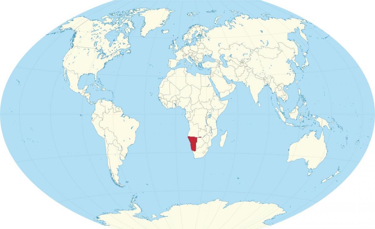 નામિબિયા સ્થાન પર વિશ્વના નકશા
