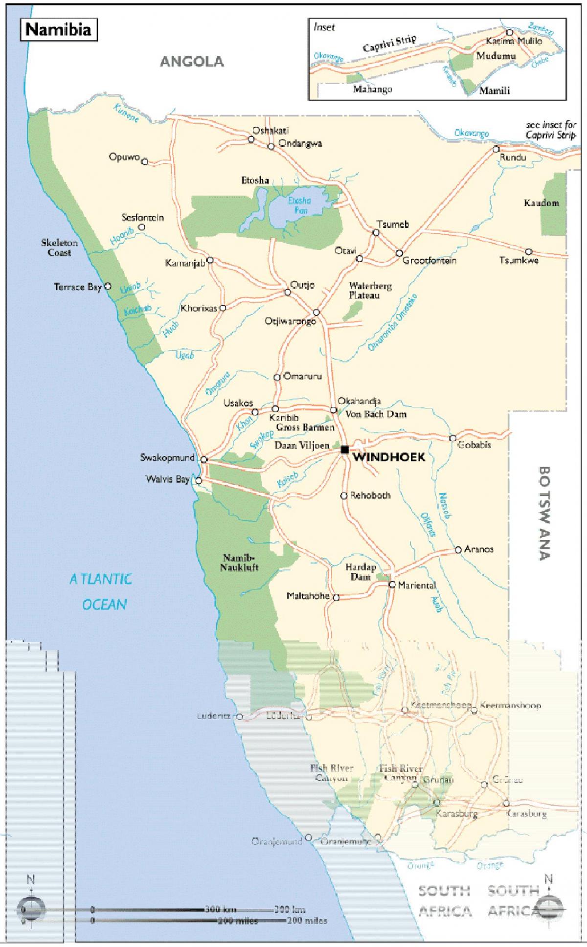 નામિબિયા આકર્ષણ નકશો